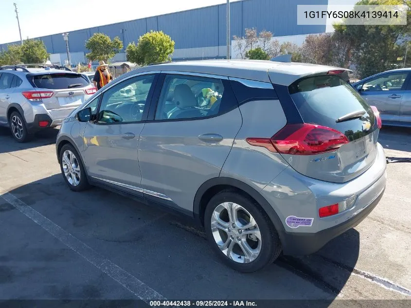 2019 Chevrolet Bolt Ev Lt VIN: 1G1FY6S08K4139414 Lot: 40442438