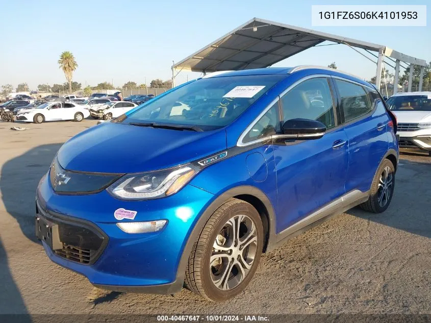 2019 Chevrolet Bolt Ev Premier VIN: 1G1FZ6S06K4101953 Lot: 40467647