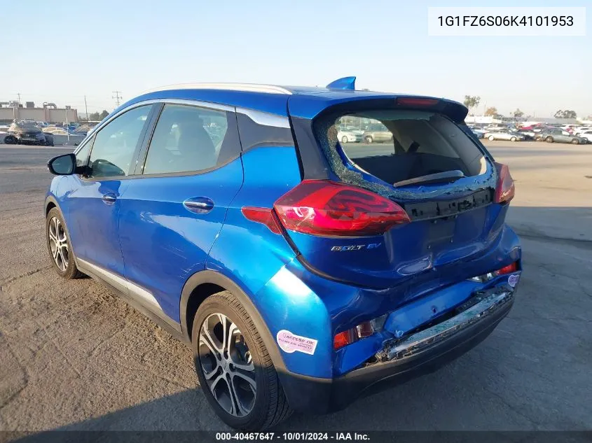 2019 Chevrolet Bolt Ev Premier VIN: 1G1FZ6S06K4101953 Lot: 40467647