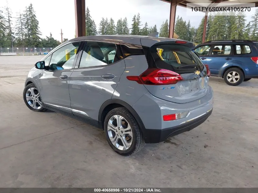 2019 Chevrolet Bolt Ev Lt VIN: 1G1FY6S0XK4106270 Lot: 40658986