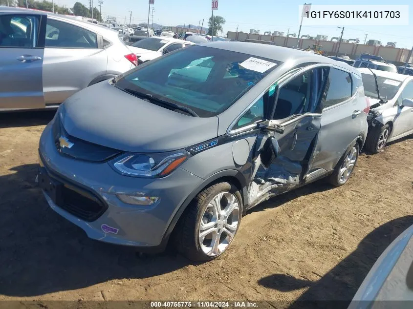 2019 Chevrolet Bolt Ev Lt VIN: 1G1FY6S01K4101703 Lot: 40755775