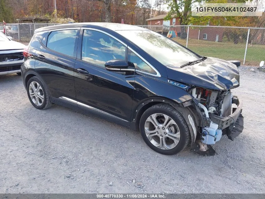 2019 Chevrolet Bolt Ev Lt VIN: 1G1FY6S04K4102487 Lot: 40770330