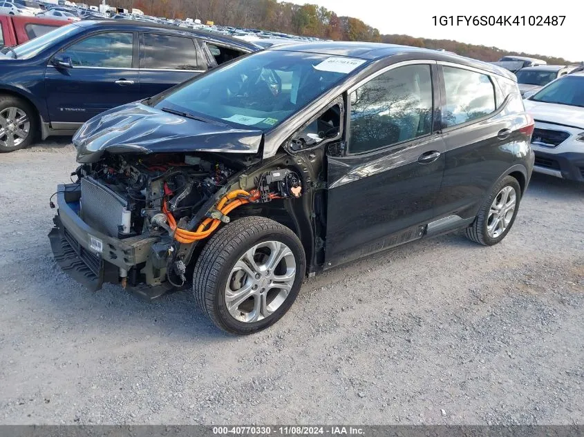 2019 Chevrolet Bolt Ev Lt VIN: 1G1FY6S04K4102487 Lot: 40770330