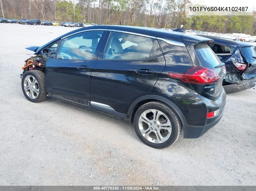 2019 Chevrolet Bolt Ev Lt VIN: 1G1FY6S04K4102487 Lot: 40770330