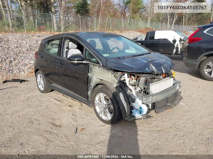 2019 Chevrolet Bolt Ev Lt VIN: 1G1FY6S03K4105767 Lot: 40791669