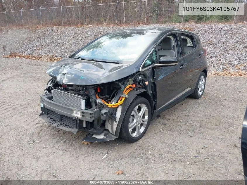 2019 Chevrolet Bolt Ev Lt VIN: 1G1FY6S03K4105767 Lot: 40791669