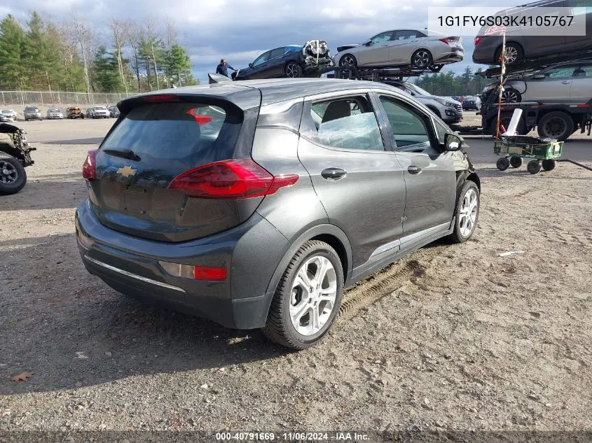 2019 Chevrolet Bolt Ev Lt VIN: 1G1FY6S03K4105767 Lot: 40791669