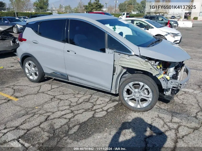 2019 Chevrolet Bolt Ev Lt VIN: 1G1FY6S01K4137925 Lot: 40791942