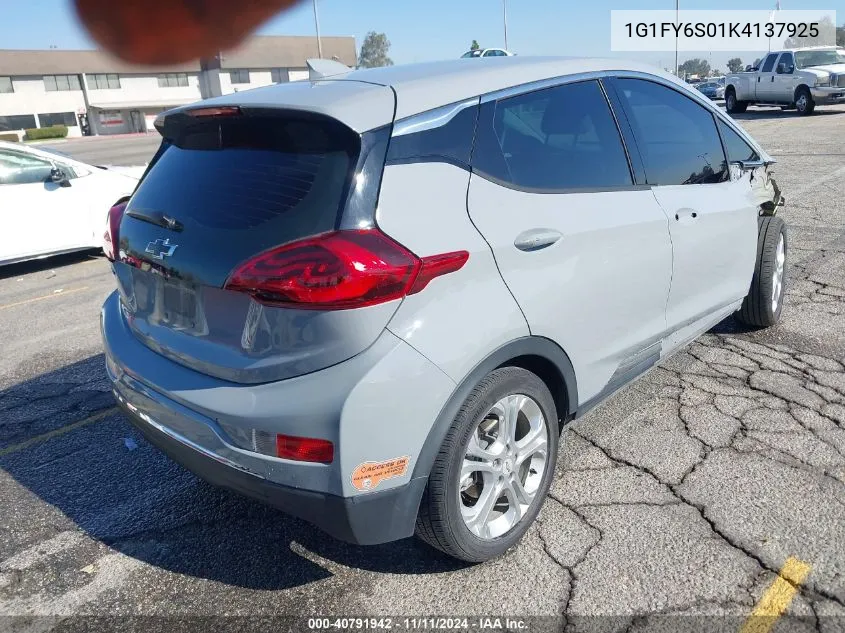 2019 Chevrolet Bolt Ev Lt VIN: 1G1FY6S01K4137925 Lot: 40791942