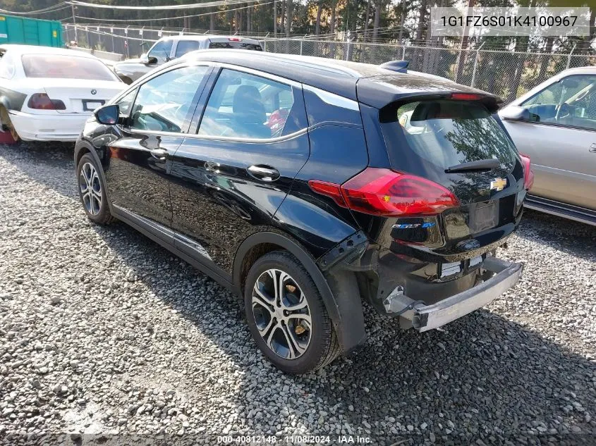 2019 Chevrolet Bolt Ev Premier VIN: 1G1FZ6S01K4100967 Lot: 40812148