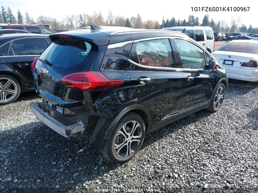 2019 Chevrolet Bolt Ev Premier VIN: 1G1FZ6S01K4100967 Lot: 40812148