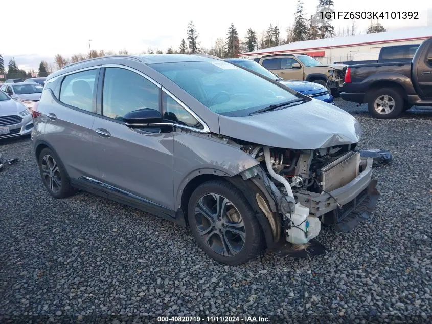 2019 Chevrolet Bolt Ev Premier VIN: 1G1FZ6S03K4101392 Lot: 40820719