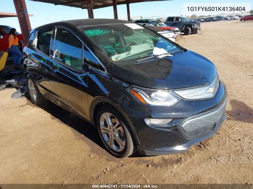 2019 Chevrolet Bolt Ev Lt VIN: 1G1FY6S01K4136404 Lot: 40842741