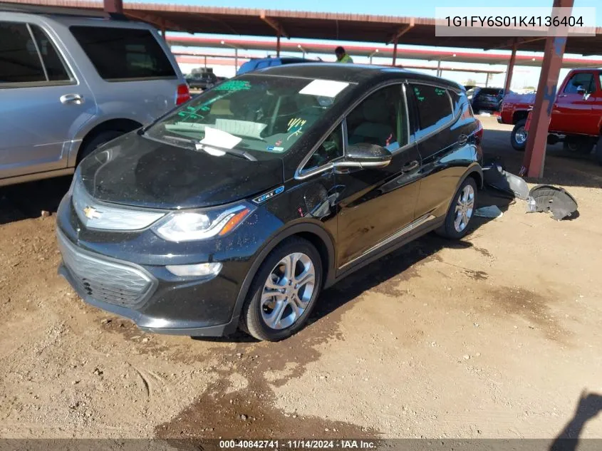 2019 Chevrolet Bolt Ev Lt VIN: 1G1FY6S01K4136404 Lot: 40842741