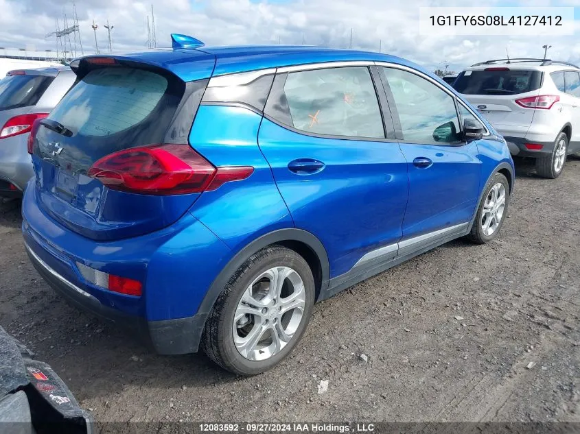 2020 Chevrolet Bolt Ev VIN: 1G1FY6S08L4127412 Lot: 12083592