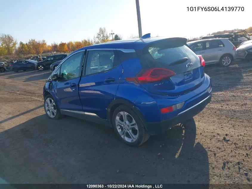 2020 Chevrolet Bolt Ev VIN: 1G1FY6S06L4139770 Lot: 12090363