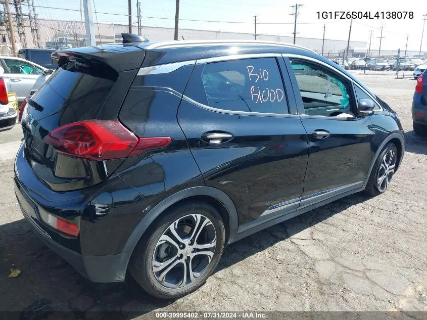 2020 Chevrolet Bolt Ev Fwd Premier VIN: 1G1FZ6S04L4138078 Lot: 39995402