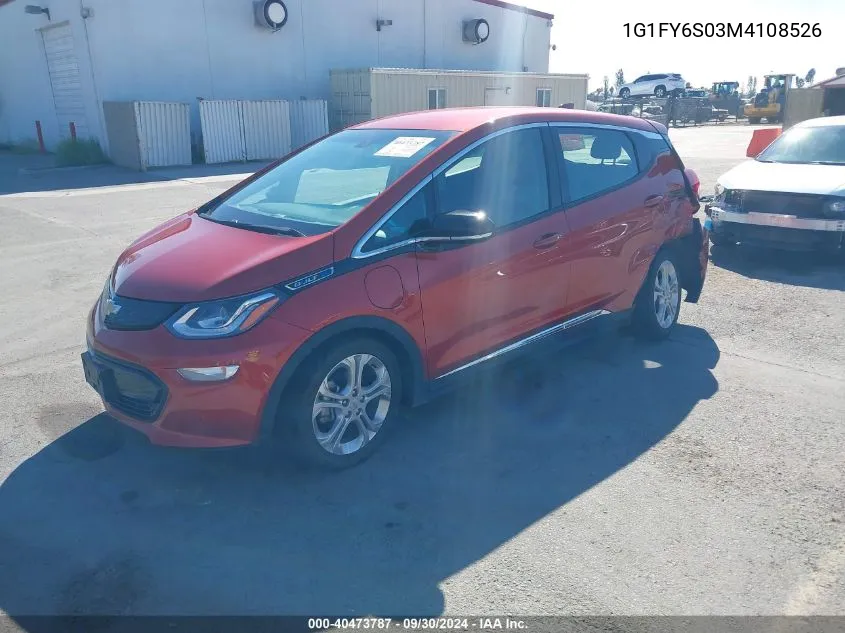 2021 Chevrolet Bolt Ev Fwd Lt VIN: 1G1FY6S03M4108526 Lot: 40473787