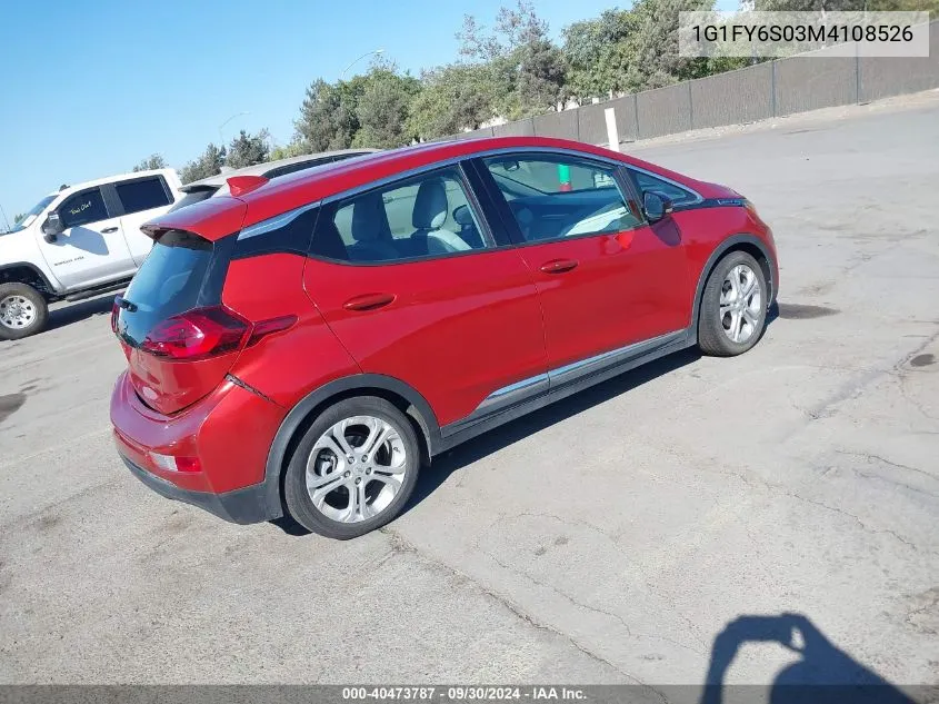 2021 Chevrolet Bolt Ev Fwd Lt VIN: 1G1FY6S03M4108526 Lot: 40473787