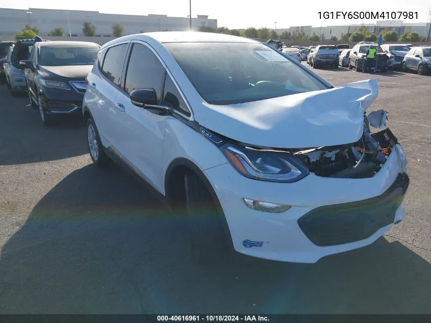 2021 Chevrolet Bolt Ev Fwd Lt VIN: 1G1FY6S00M4107981 Lot: 40616961