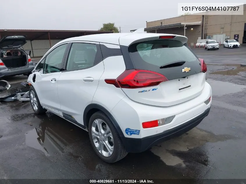 2021 Chevrolet Bolt Ev Fwd Lt VIN: 1G1FY6S04M4107787 Lot: 40829681