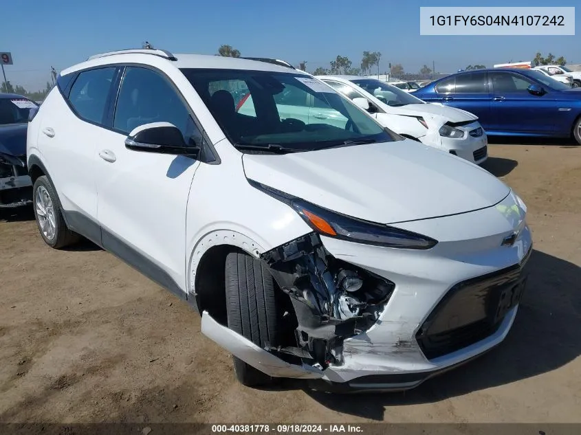 2022 Chevrolet Bolt Euv Fwd Lt VIN: 1G1FY6S04N4107242 Lot: 40381778