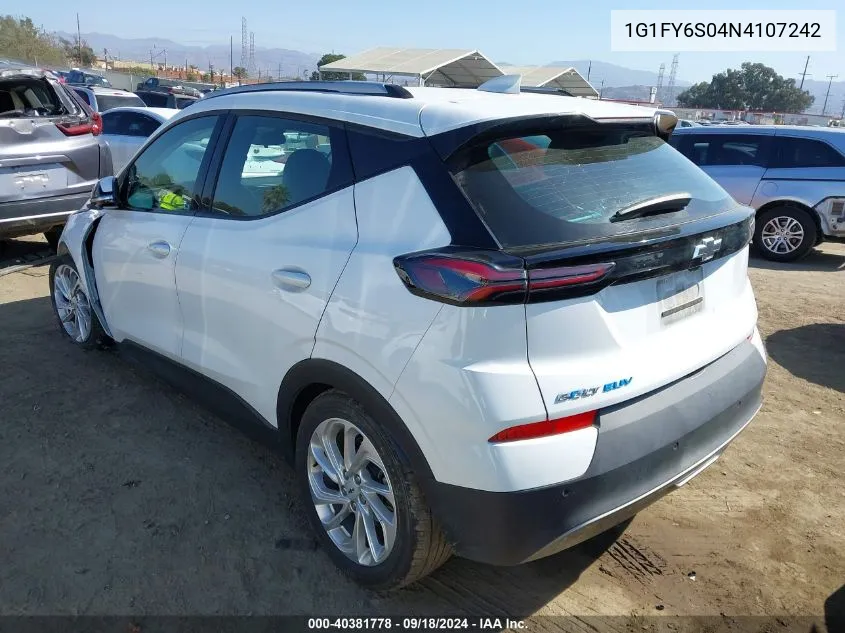 2022 Chevrolet Bolt Euv Fwd Lt VIN: 1G1FY6S04N4107242 Lot: 40381778