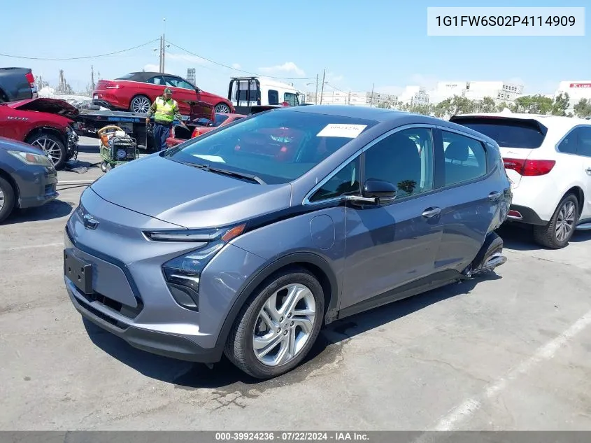 2023 Chevrolet Bolt Ev Fwd 1Lt VIN: 1G1FW6S02P4114909 Lot: 39924236