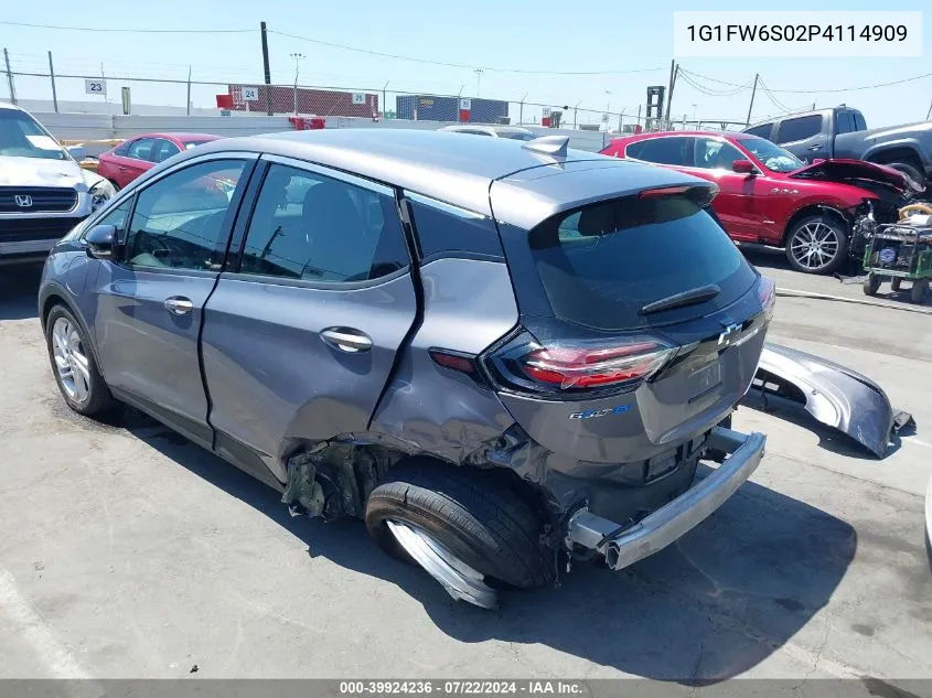 2023 Chevrolet Bolt Ev Fwd 1Lt VIN: 1G1FW6S02P4114909 Lot: 39924236