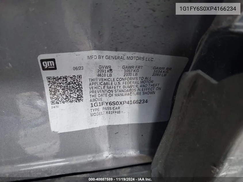 1G1FY6S0XP4166234 2023 Chevrolet Bolt Euv Fwd Lt