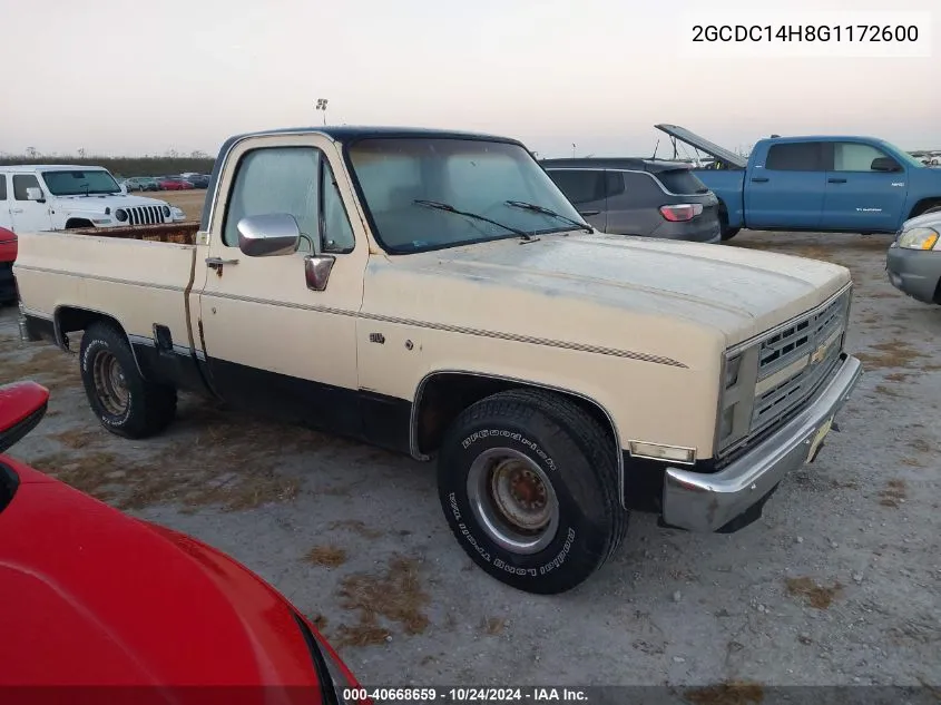 1986 Chevrolet C10 VIN: 2GCDC14H8G1172600 Lot: 40668659