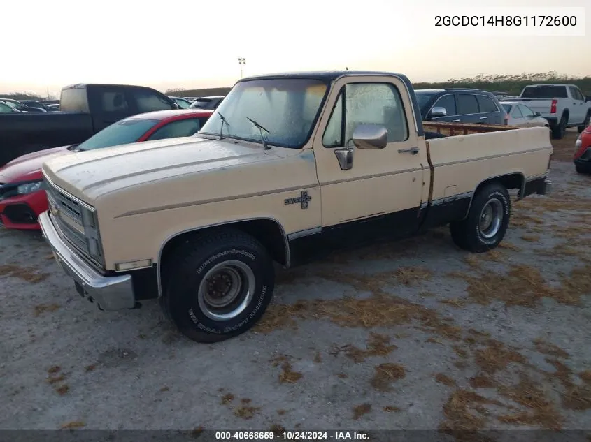 1986 Chevrolet C10 VIN: 2GCDC14H8G1172600 Lot: 40668659