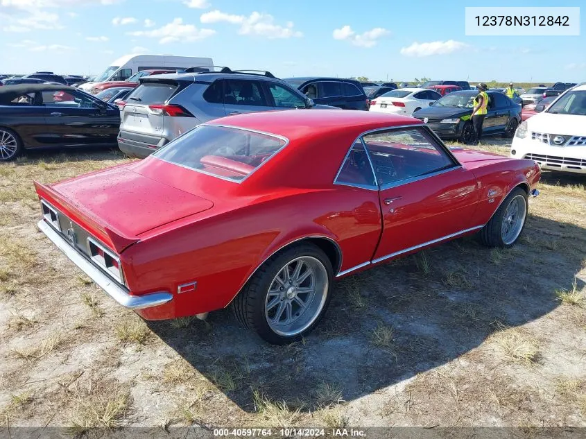 1968 Chevrolet Camaro VIN: 12378N312842 Lot: 40597764