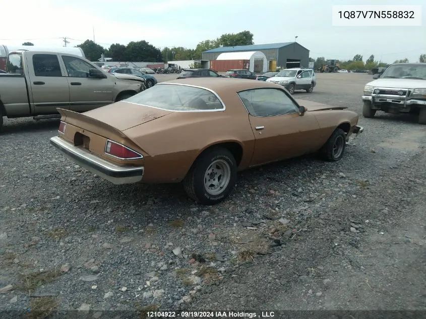 1977 Chevrolet Camaro VIN: 1Q87V7N558832 Lot: 12104922