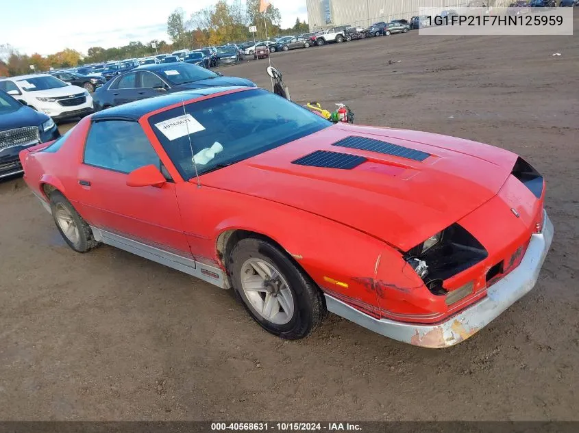 1987 Chevrolet Camaro VIN: 1G1FP21F7HN125959 Lot: 40568631