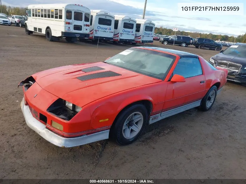 1987 Chevrolet Camaro VIN: 1G1FP21F7HN125959 Lot: 40568631