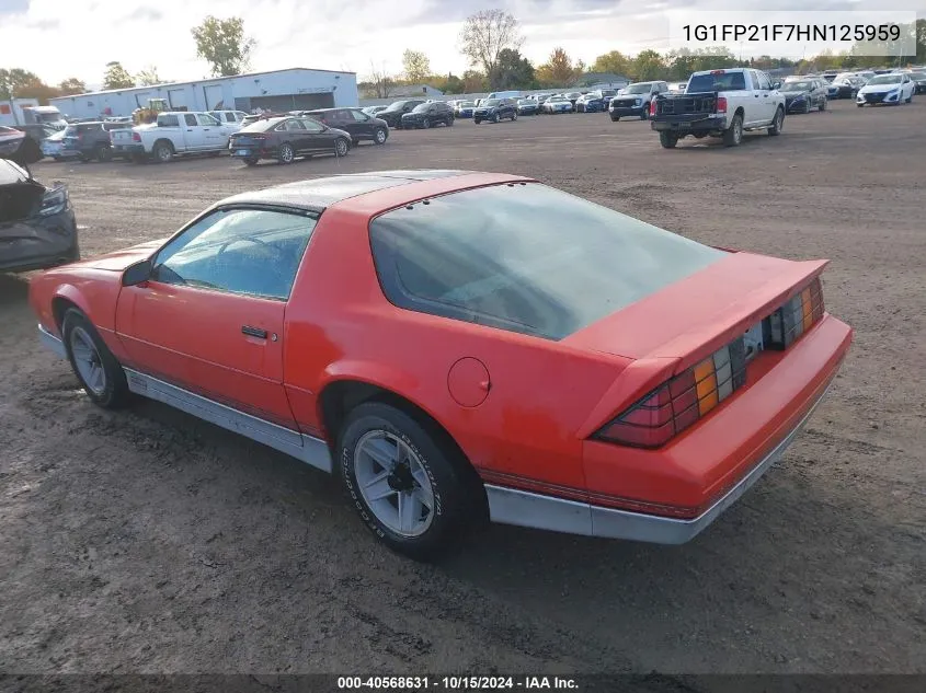 1987 Chevrolet Camaro VIN: 1G1FP21F7HN125959 Lot: 40568631