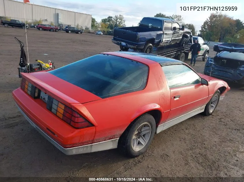 1987 Chevrolet Camaro VIN: 1G1FP21F7HN125959 Lot: 40568631