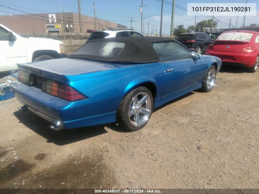 1988 Chevrolet Camaro VIN: 1G1FP31E2JL190281 Lot: 40345037