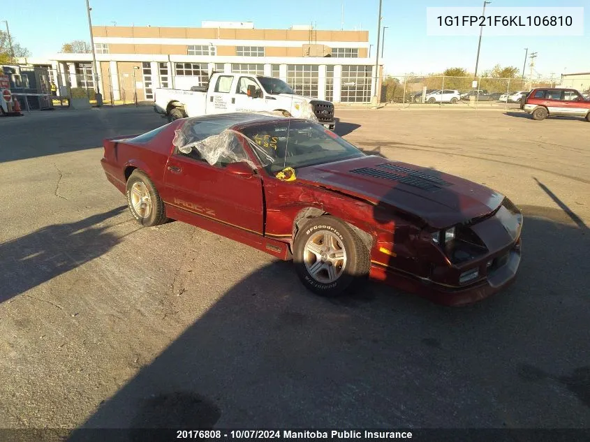 1G1FP21F6KL106810 1989 Chevrolet Camaro Iroc-Z