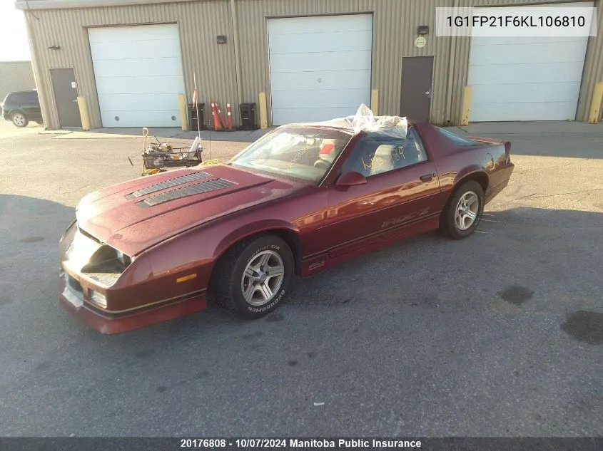 1989 Chevrolet Camaro Iroc-Z VIN: 1G1FP21F6KL106810 Lot: 20176808