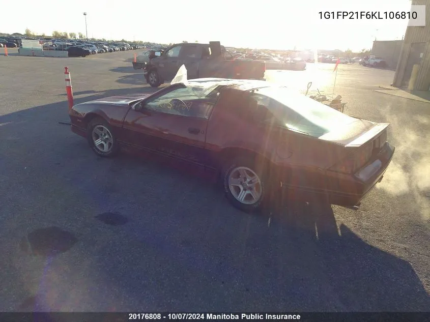 1G1FP21F6KL106810 1989 Chevrolet Camaro Iroc-Z