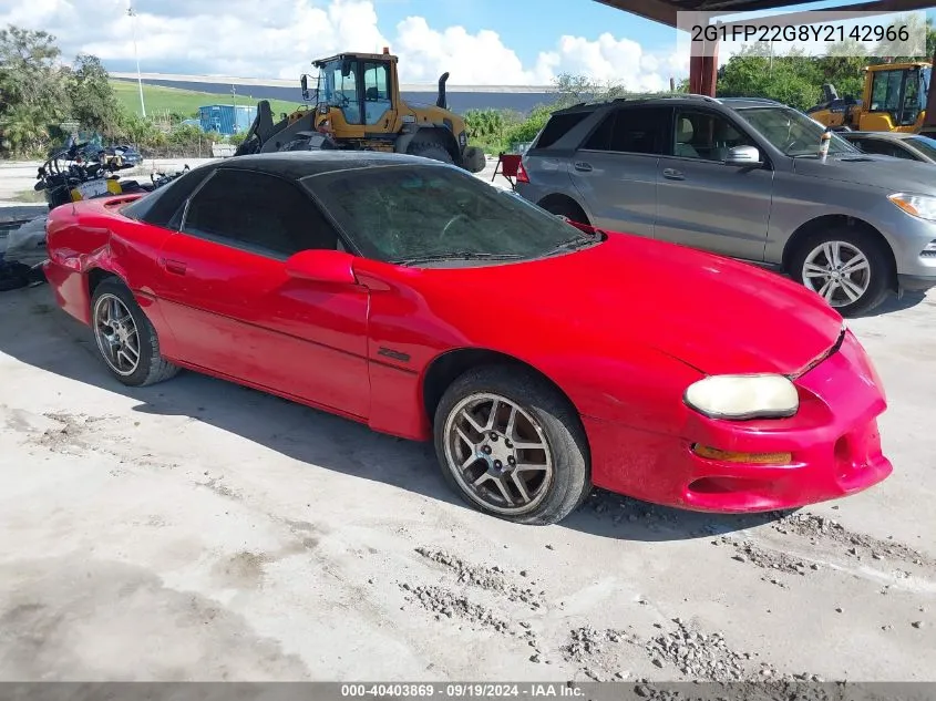 2000 Chevrolet Camaro Z28 VIN: 2G1FP22G8Y2142966 Lot: 40403869