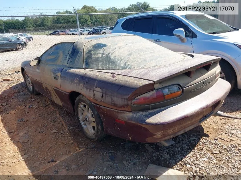 2000 Chevrolet Camaro Z28 VIN: 2G1FP22G3Y2117070 Lot: 40497058