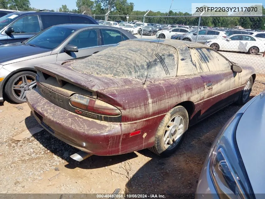 2000 Chevrolet Camaro Z28 VIN: 2G1FP22G3Y2117070 Lot: 40497058