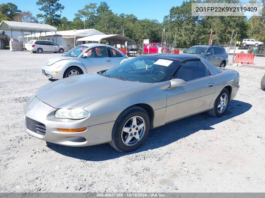 2000 Chevrolet Camaro VIN: 2G1FP22K9Y2119409 Lot: 40637388