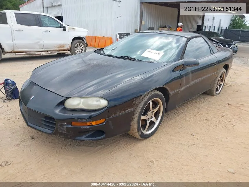 2002 Chevrolet Camaro VIN: 2G1FP22K322151344 Lot: 40414428