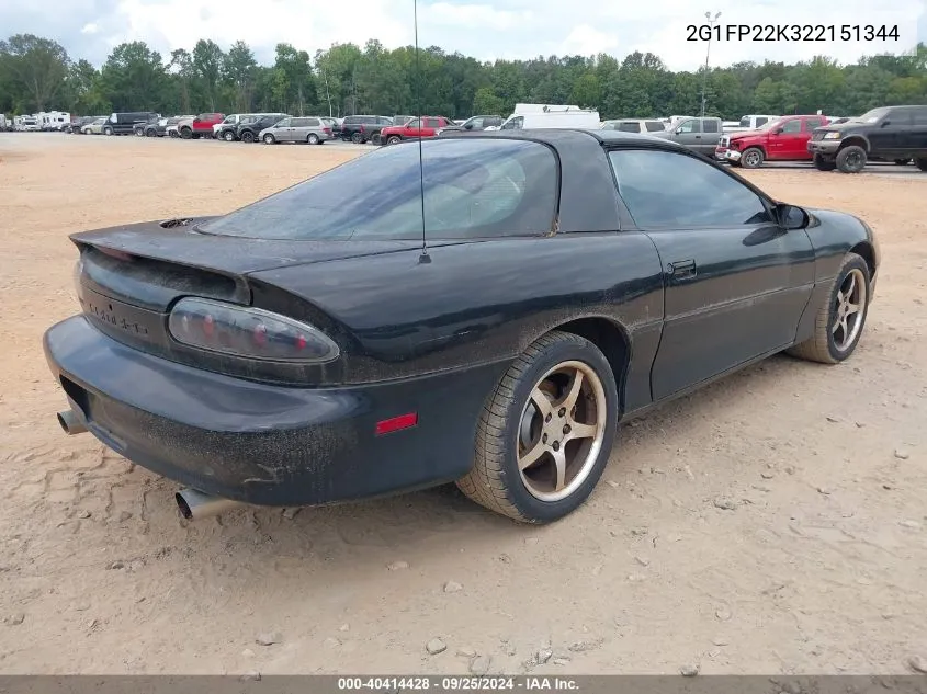 2002 Chevrolet Camaro VIN: 2G1FP22K322151344 Lot: 40414428