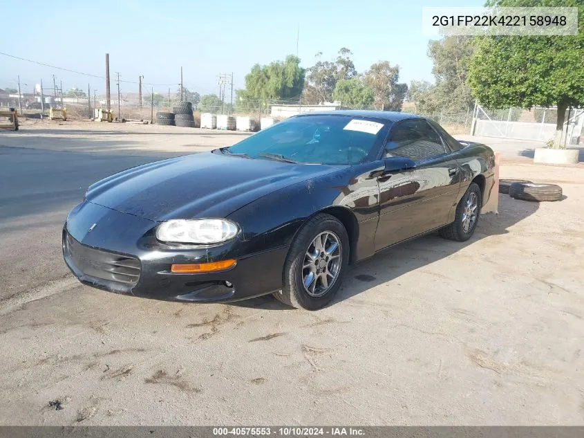 2002 Chevrolet Camaro VIN: 2G1FP22K422158948 Lot: 40575553