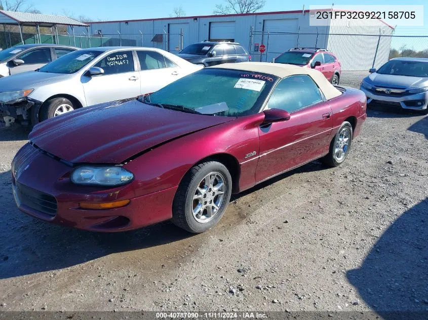 2002 Chevrolet Camaro Z28 VIN: 2G1FP32G922158705 Lot: 40787090